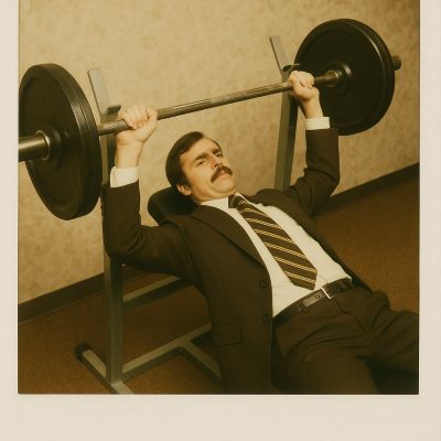 business man training his leadership muscle