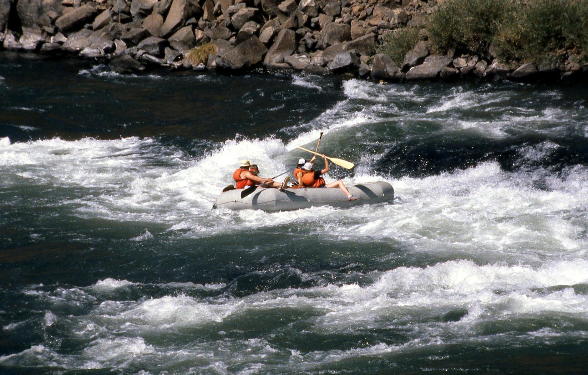 whitewater rafting in close up